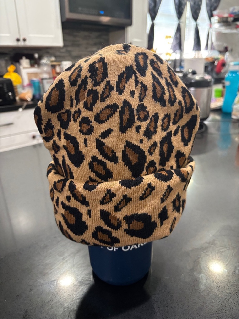 Leopard print beanie